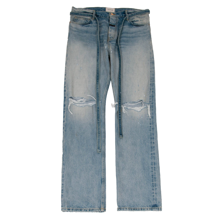 Relaxed Fit Distressed Selvedge Denim Jeans (Indigo) FEAR OF GOD 