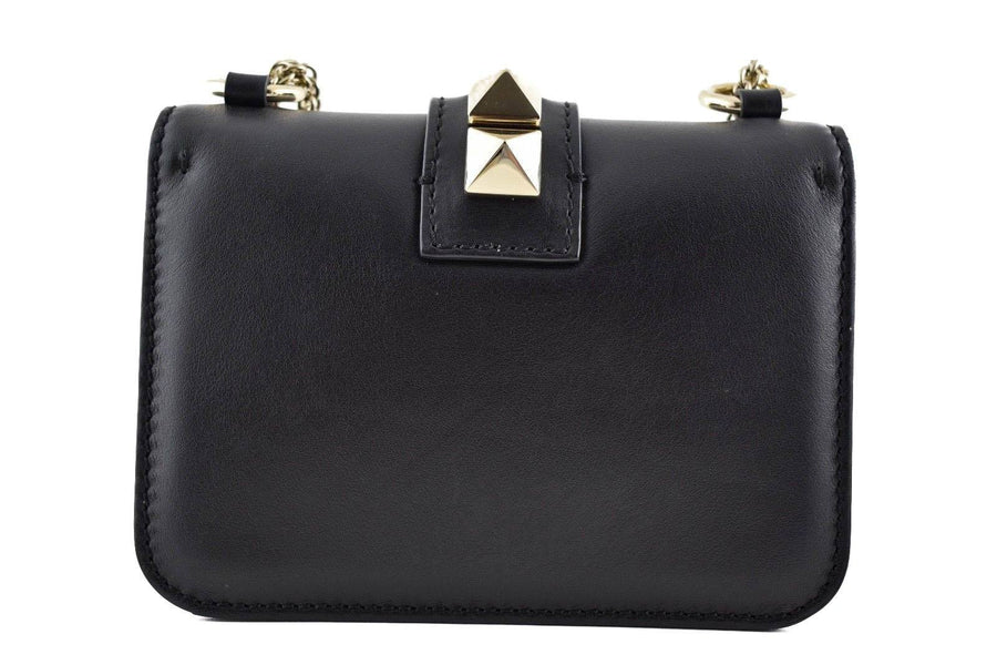 Rockstud Mini Glam Lock Flap Black Gold Shoulder Bag VALENTINO 