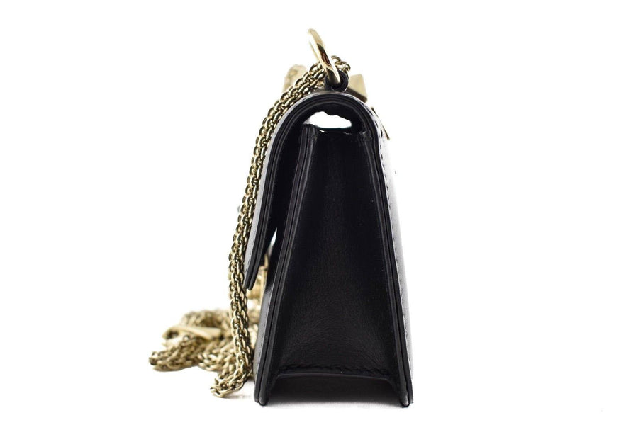 Rockstud Mini Glam Lock Flap Black Gold Shoulder Bag VALENTINO 