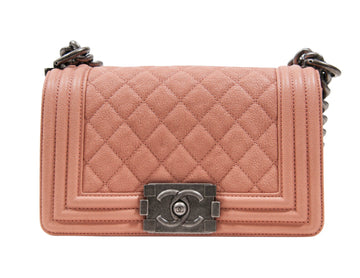 Rose Pink Caviar Leather Small Boy Bag CHANEL 