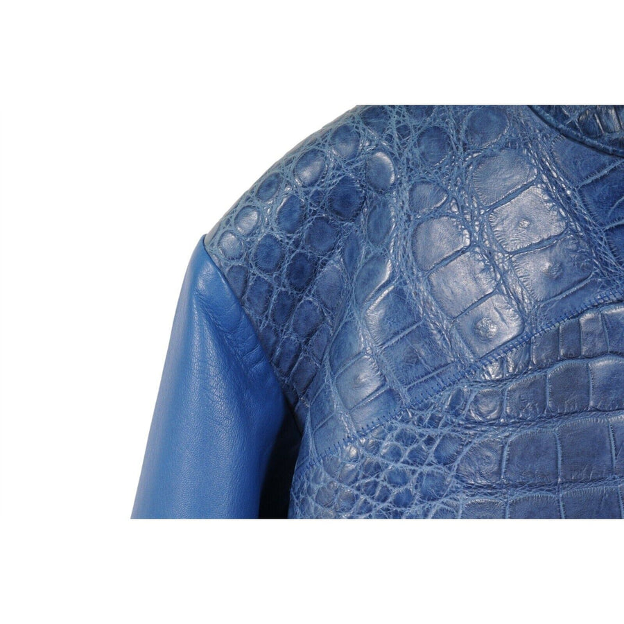 Royal Blue Alligator Leather Raglan Shirt Vereda 