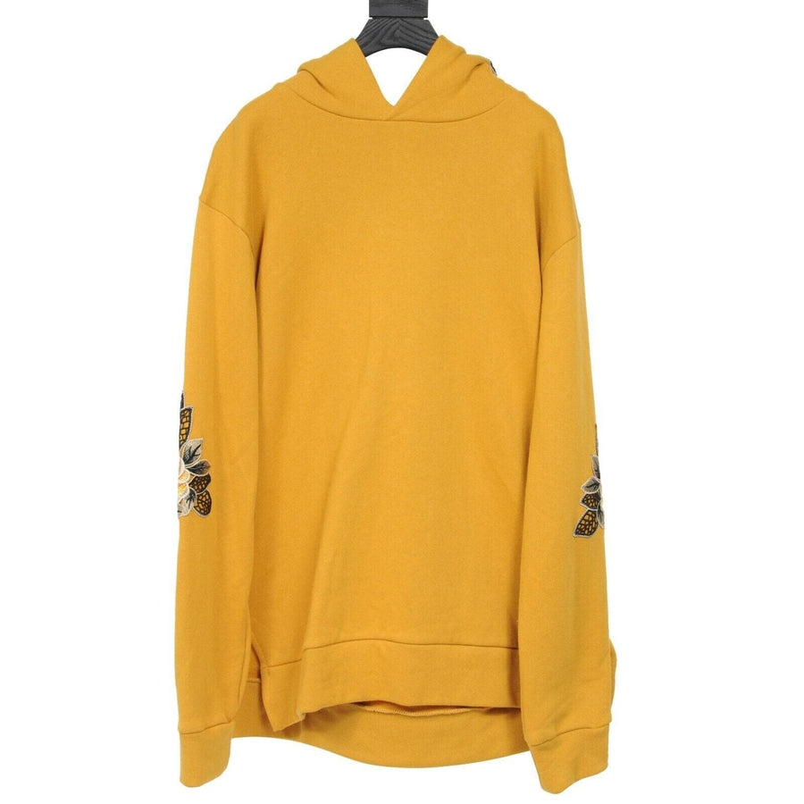 Saffron Yellow Floral Embroidered Hoodie ORO 