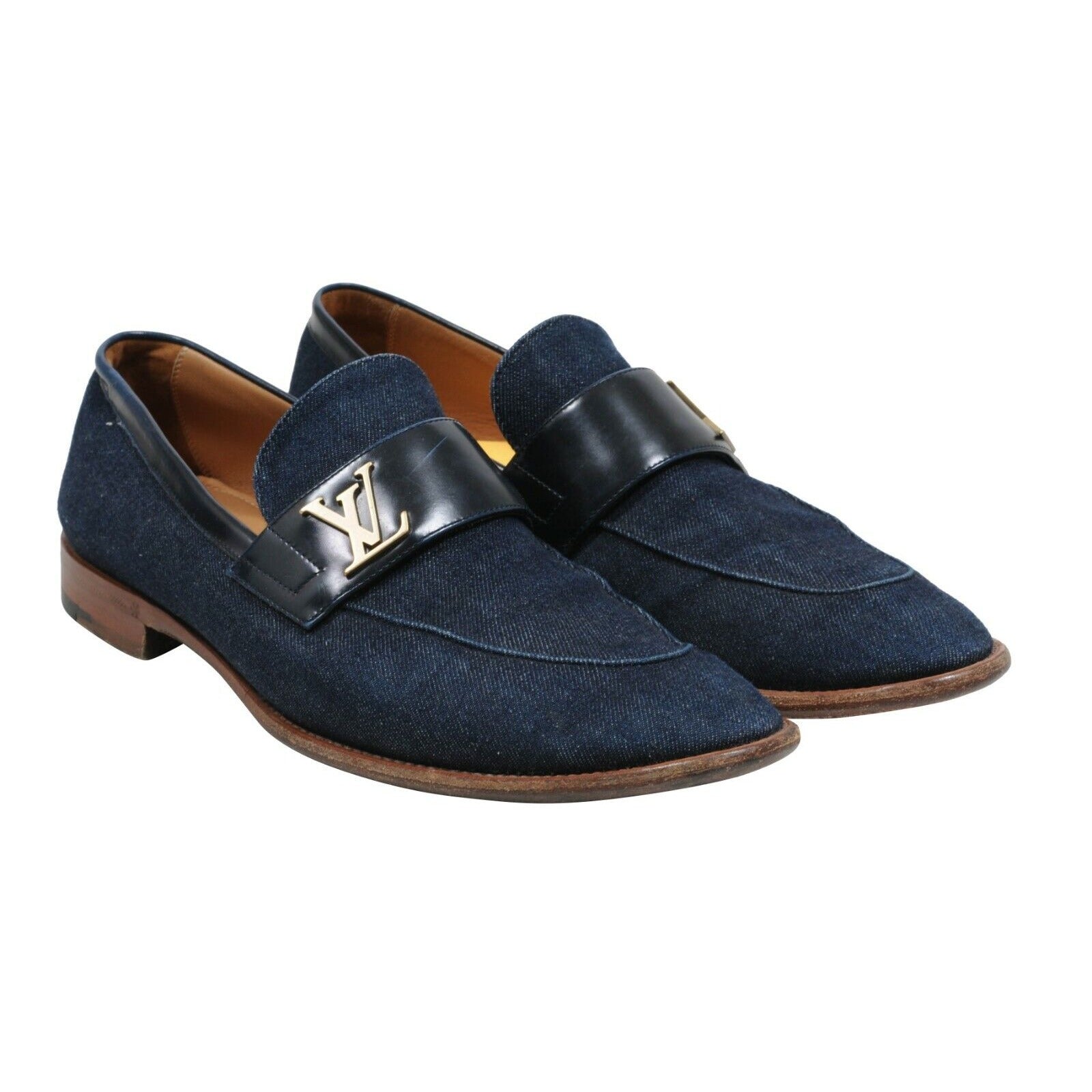 Louis Vuitton, Shoes, Louis Vuitton Saint Germain Blue Jean Denim Logo  Dress Loafer Moccasin 8lv Us 9