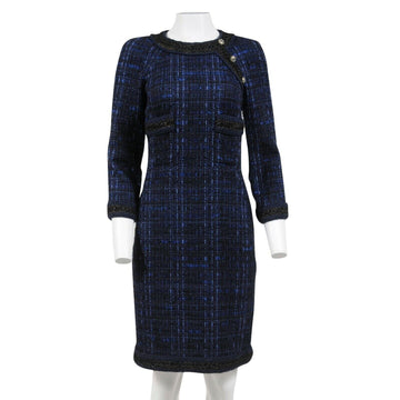 Shanghai Collection Blue Silk Lesage Tweed Midi Dress CHANEL 
