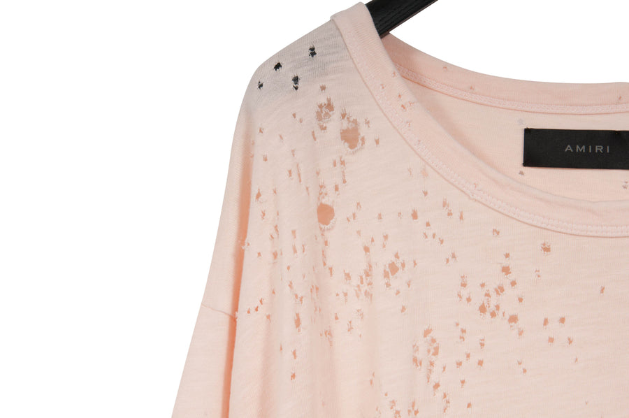 Shotgun Blasted Distressed Pink T Shirt Amiri 