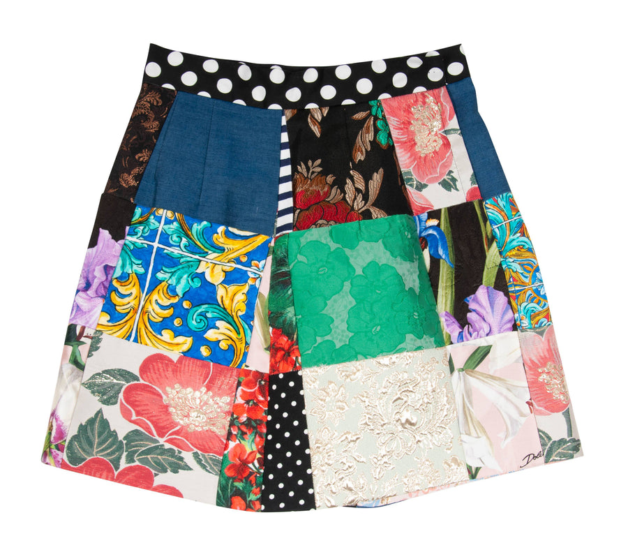 Sicilian Multi Patterend Patchwork Mini Skirt Dolce & Gabbana 
