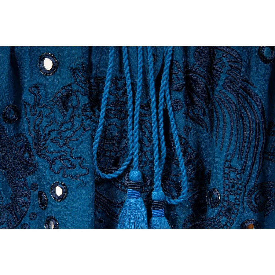 Silk Mini Dress With Rope (Blue) Roberto Cavalli 
