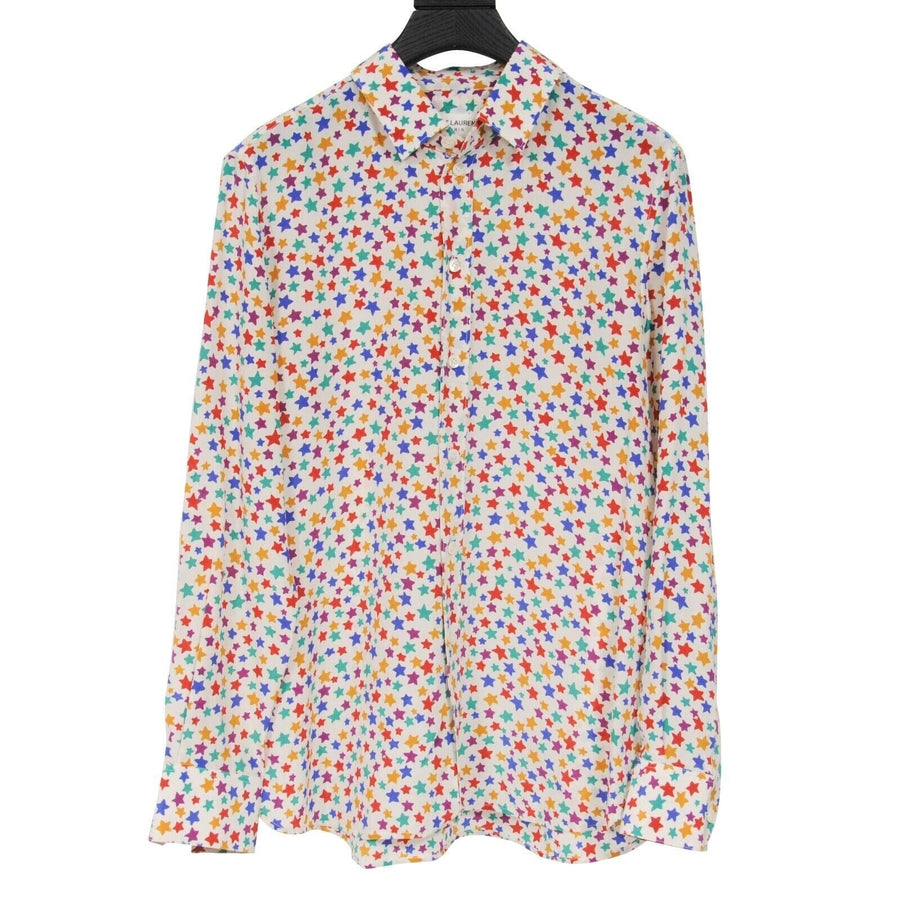 Silk Multi Color Star Print Button Down Shirt SAINT LAURENT 