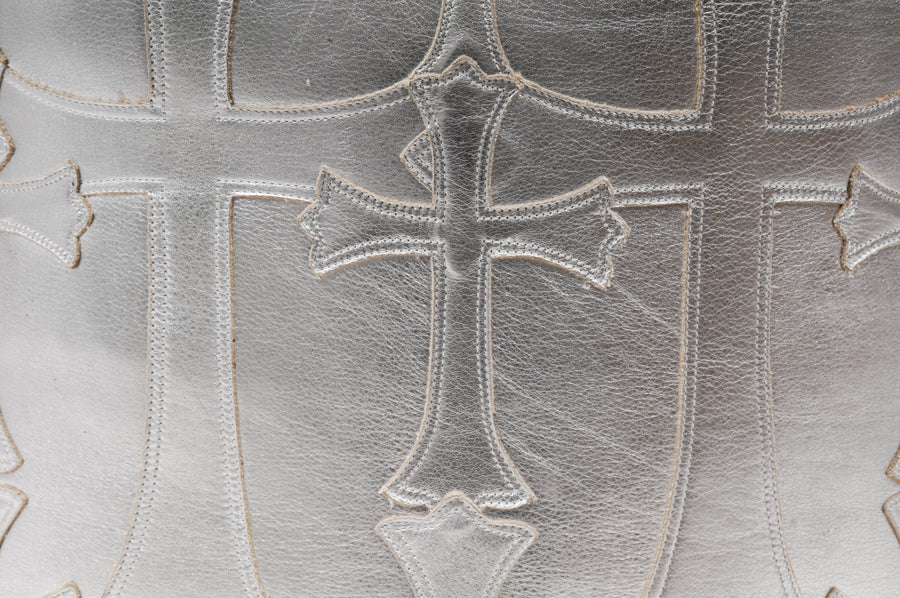 Silver Leather Cross Stool CHROME HEARTS 