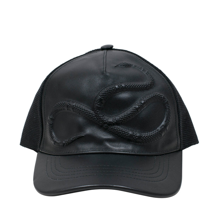 Snake Embossed Leather Baseball Cap GUCCI 