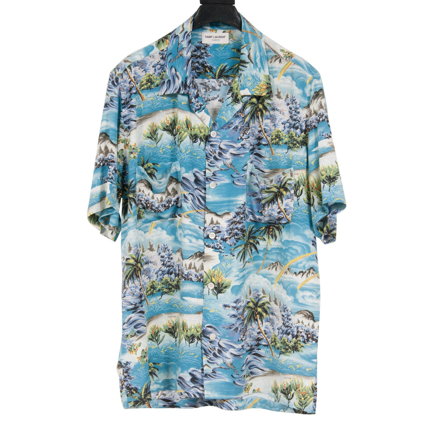 SS16 Blue Floral Hawaiian Shirt SAINT LAURENT 