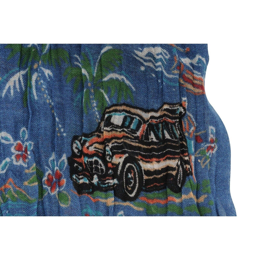 SS16 Surf Palmeraie Hawaiian Print Scarf Blue Cashmere Silk SAINT LAURENT 