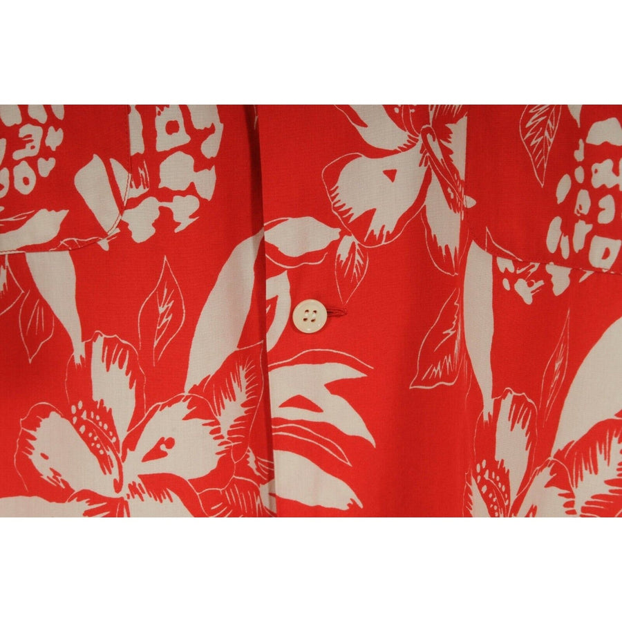 SS17 Red Hawaiian Floral Button Down Shirt SAINT LAURENT 