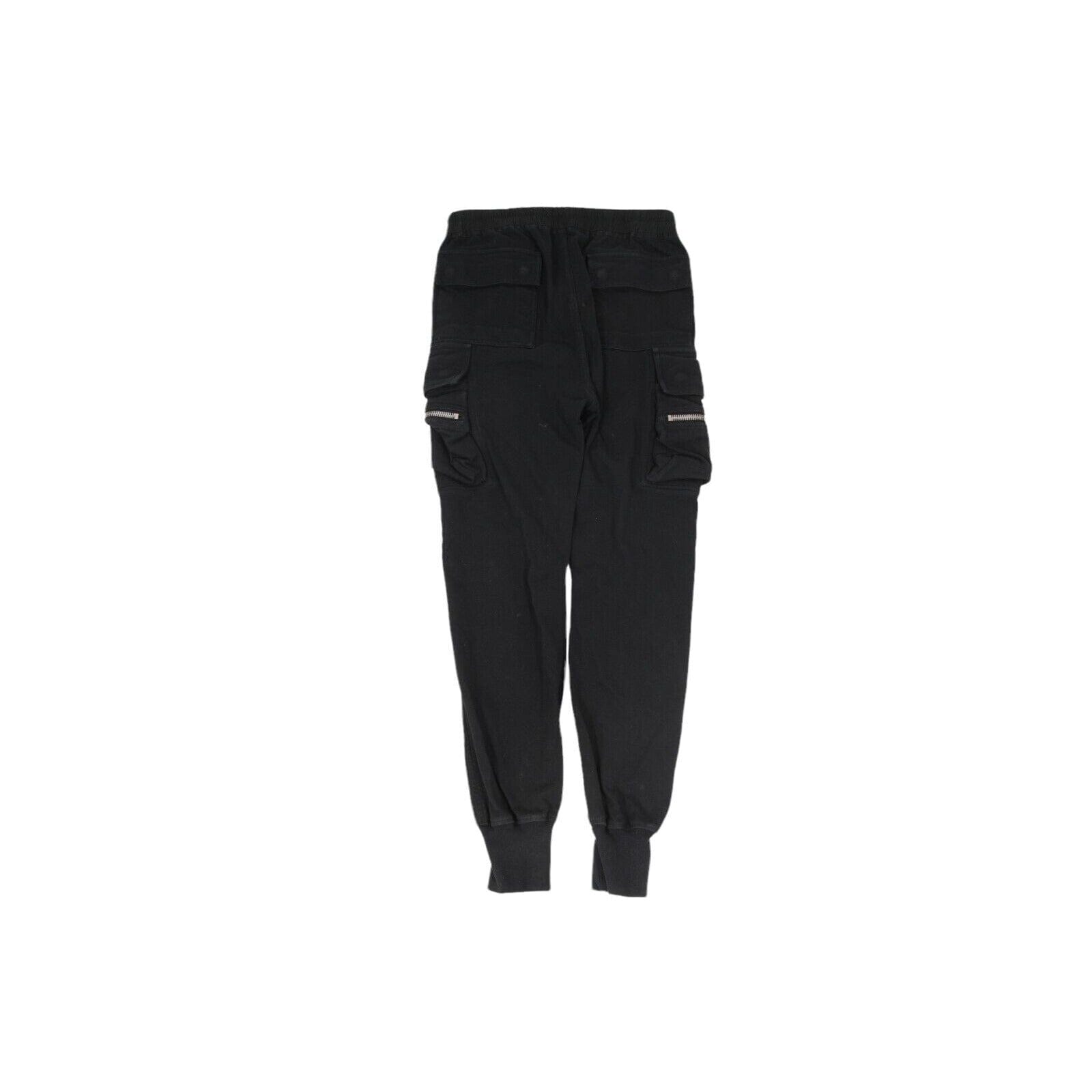 Rick Owens SS 20017 Walrus Cargo Pants Black Cotton Cuffed Jogger 