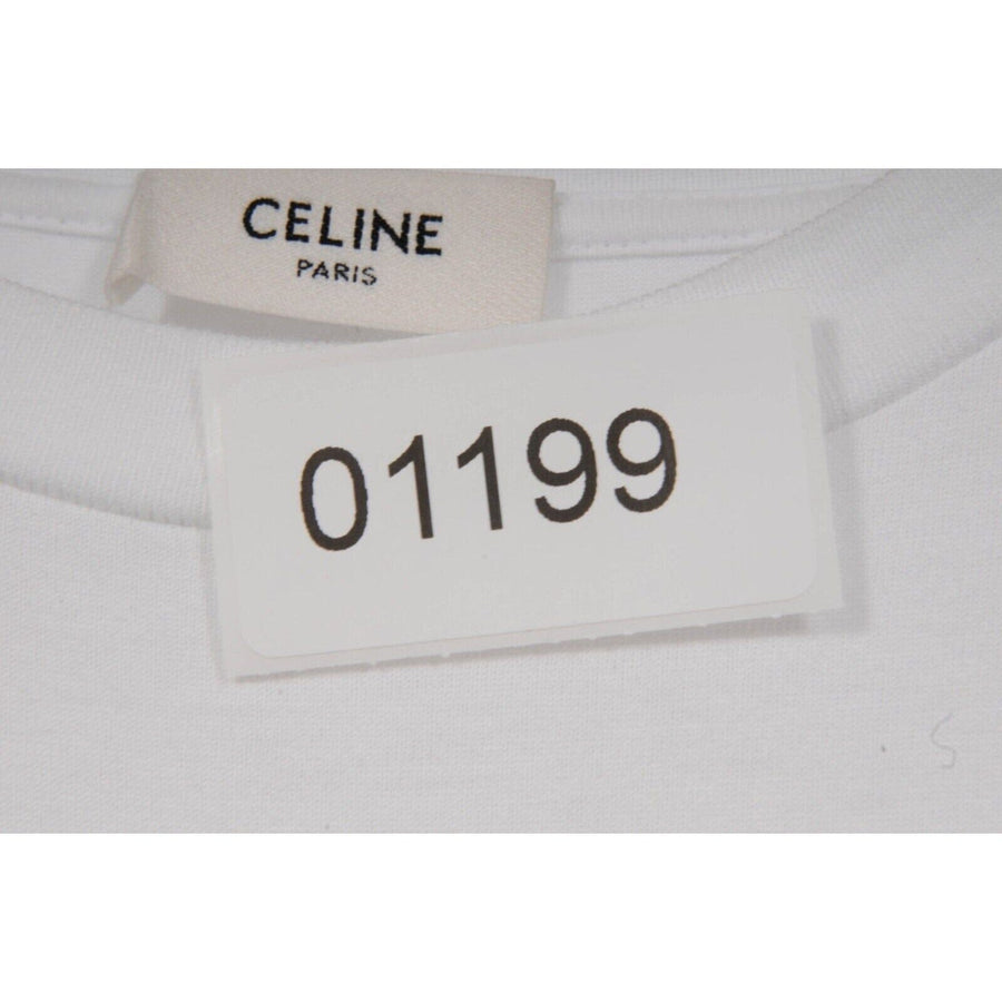 Studded Logo White T Shirt Celine 