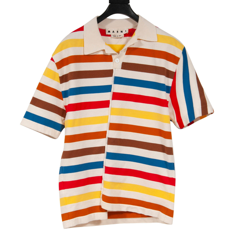 Tan Deconstructed Multicolor Striped Polo Shirt Marni 