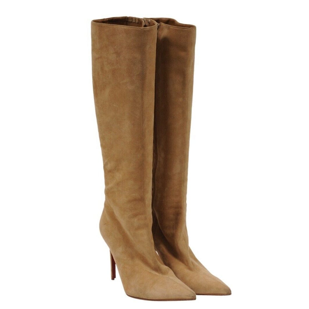 Christian Louboutin Tan Suede 100m Kate Knee High Boots US8.5 EU 38.5 –  THE-ECHELON