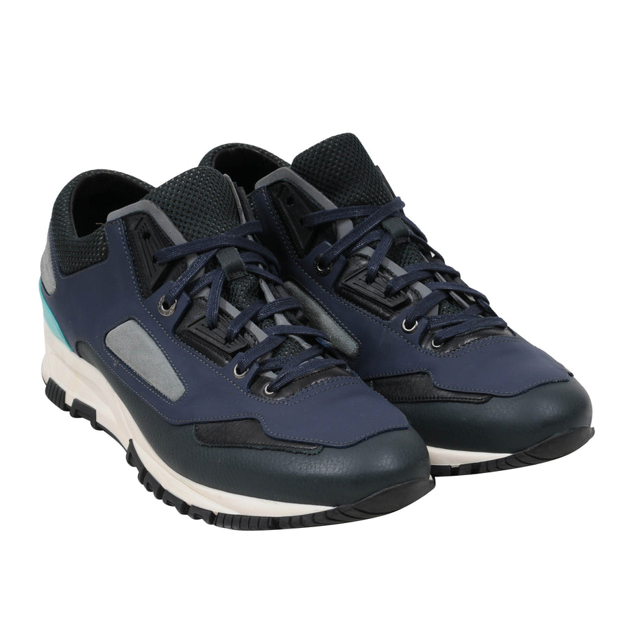 Lanvin Men's Navy Blue Teal Technical Reflective Running Sneaker