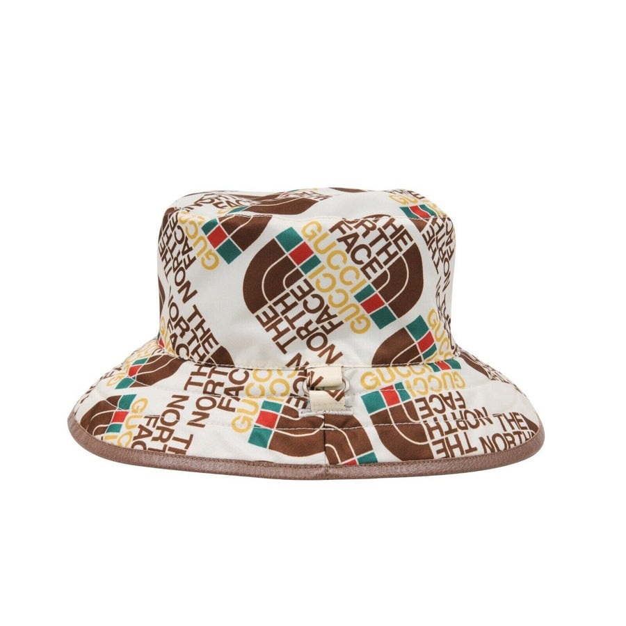 The North Face All Over Logo Bucket Hat White Brown