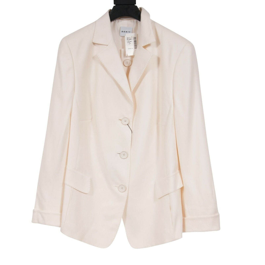 Three Button Blazer Jacket White Elf Cream Cashmere Akris 