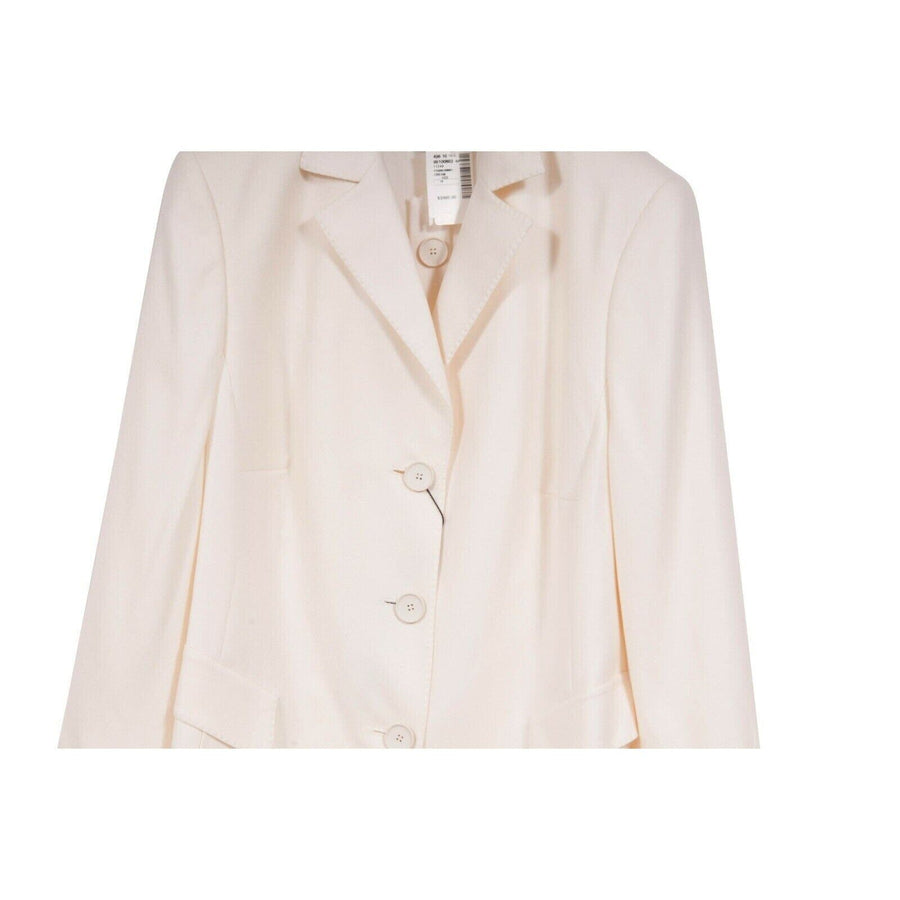 Three Button Blazer Jacket White Elf Cream Cashmere Akris 