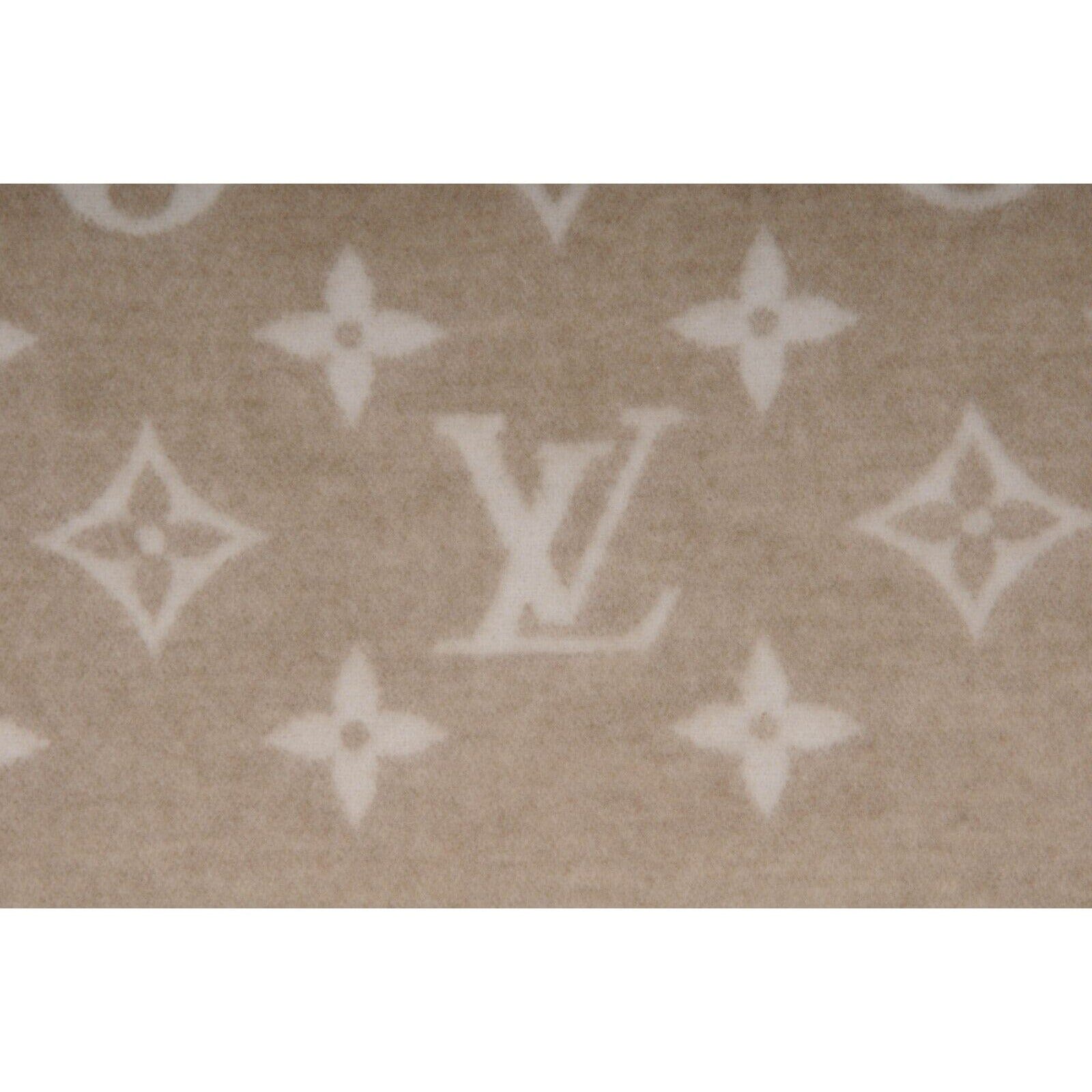 LOUIS VUITTON Blanket / Throw LV Lambswool Brown Beige 