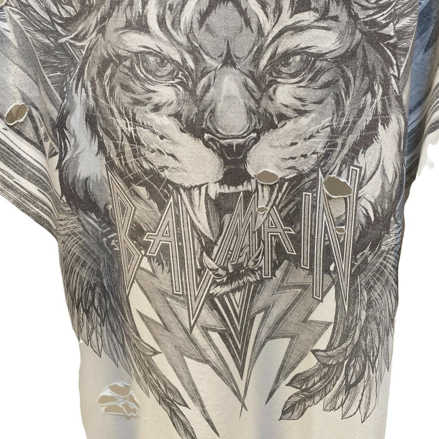 Tiger Print Logo Distressed Shirt BALMAIN 