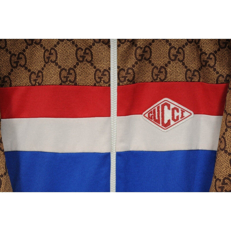 Gucci Mens Track Jacket Size Small Blue Brown Red Interlocking GG Logo Zip  Up – THE-ECHELON