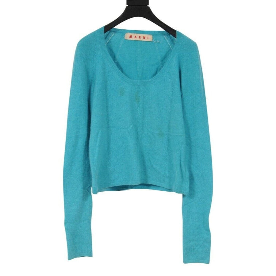 Turquoise Cropped Vtg U Neck Cashmere Sweater Marni 