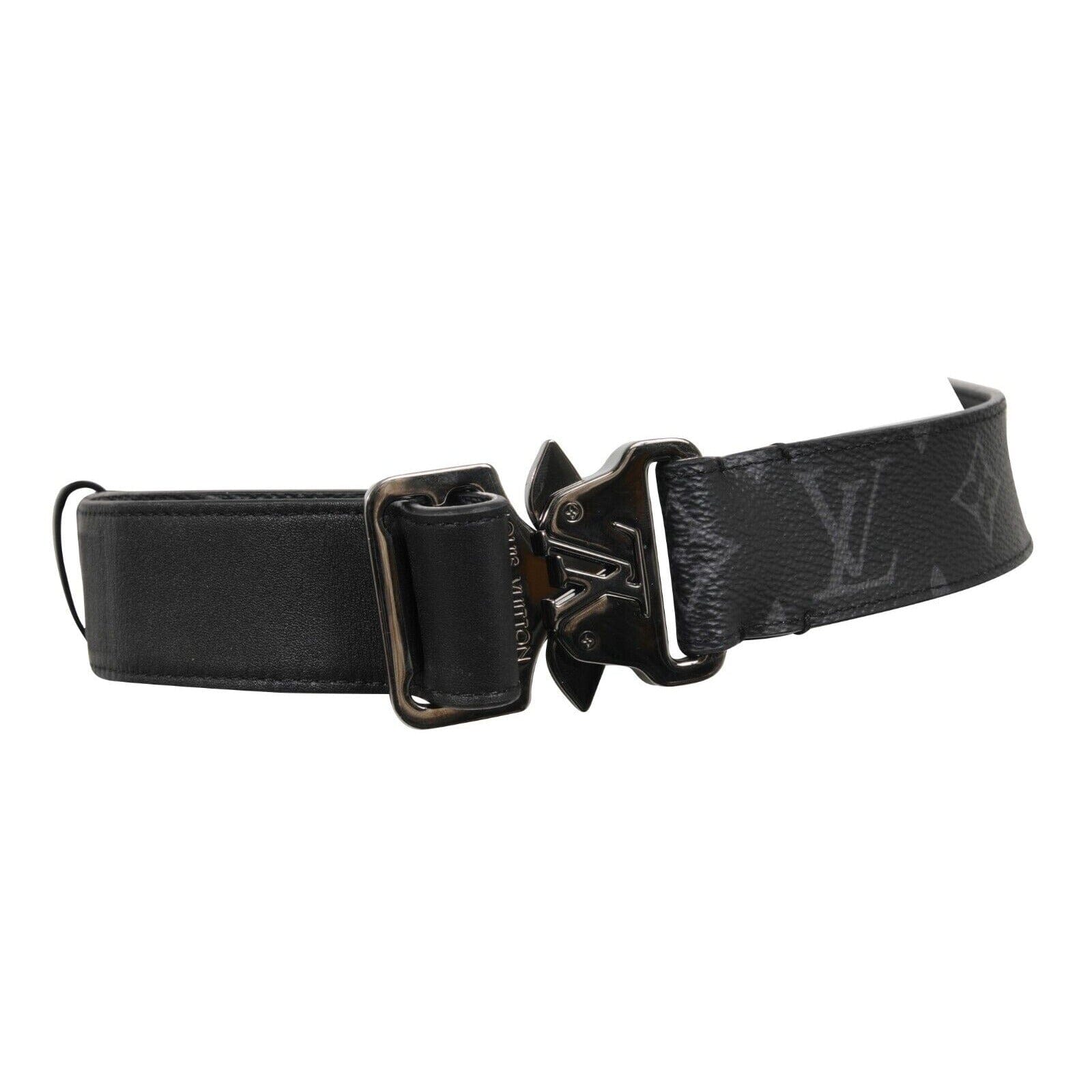 Louis Vuitton Mens 35MM Monogram Eclipse Black Grey Leather