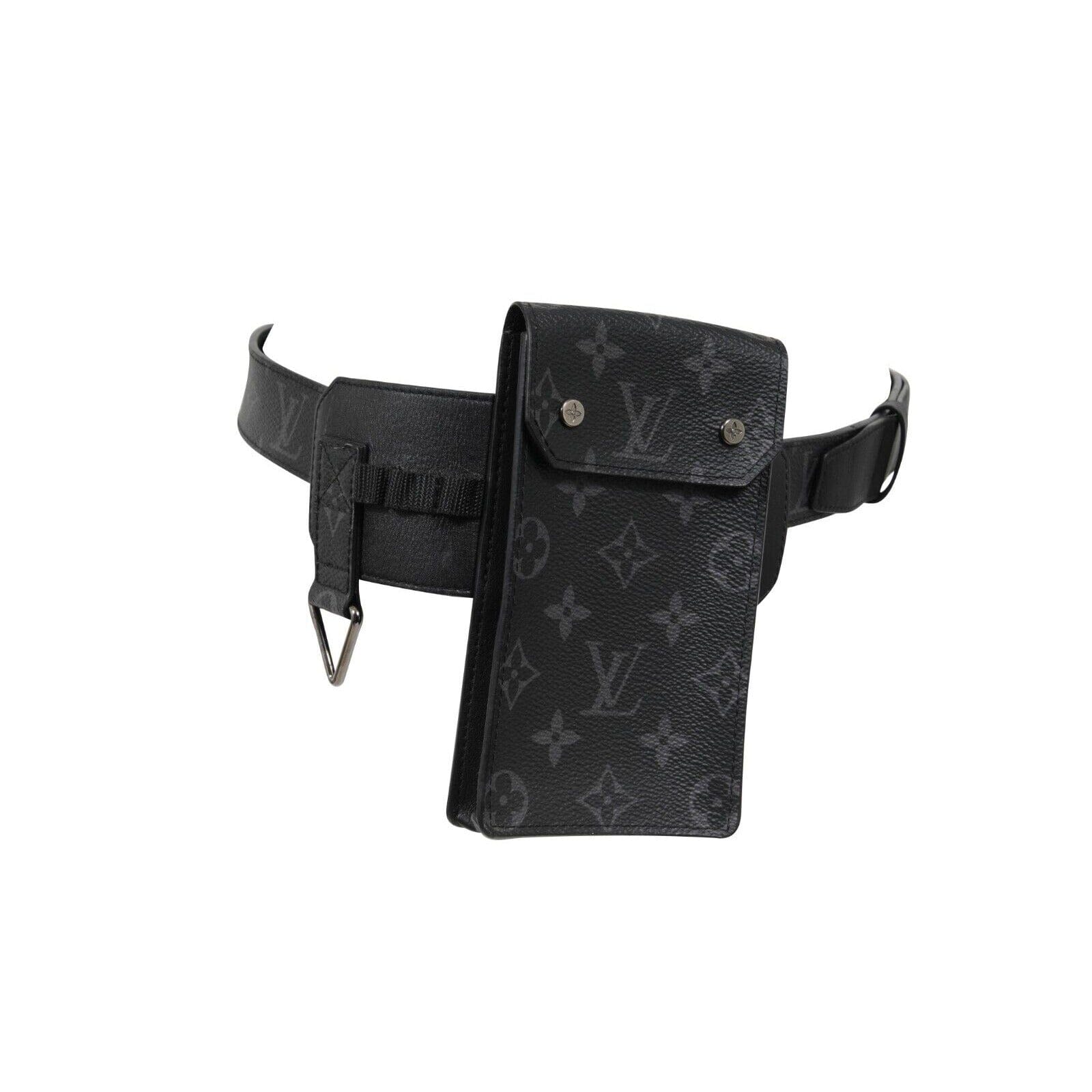 Louis Vuitton Mens 35MM Monogram Eclipse Black Grey Leather
