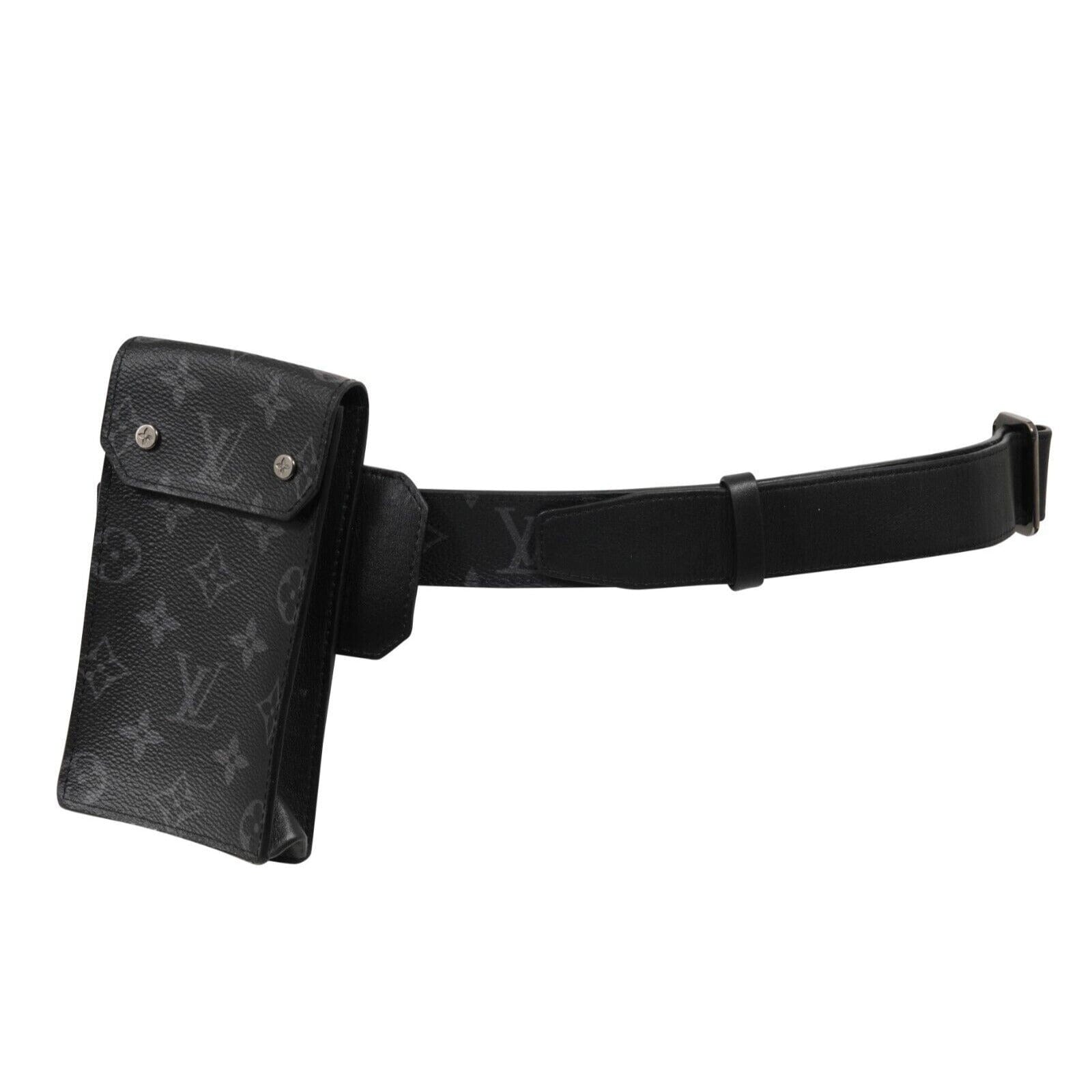 Louis Vuitton, Accessories, Louis Vuitton Mens Utility 35mm Belt Bag Sz 0  Monogram Eclipse Black Leather