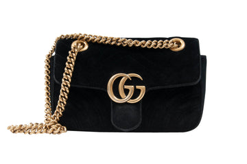 Velvet Matelasse Mini GG Marmont Black Shoulder Bag GUCCI 