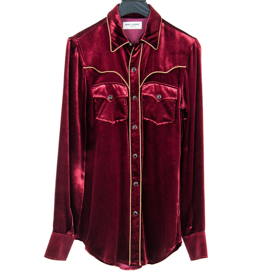 saint laurent velvet shirt - トップス