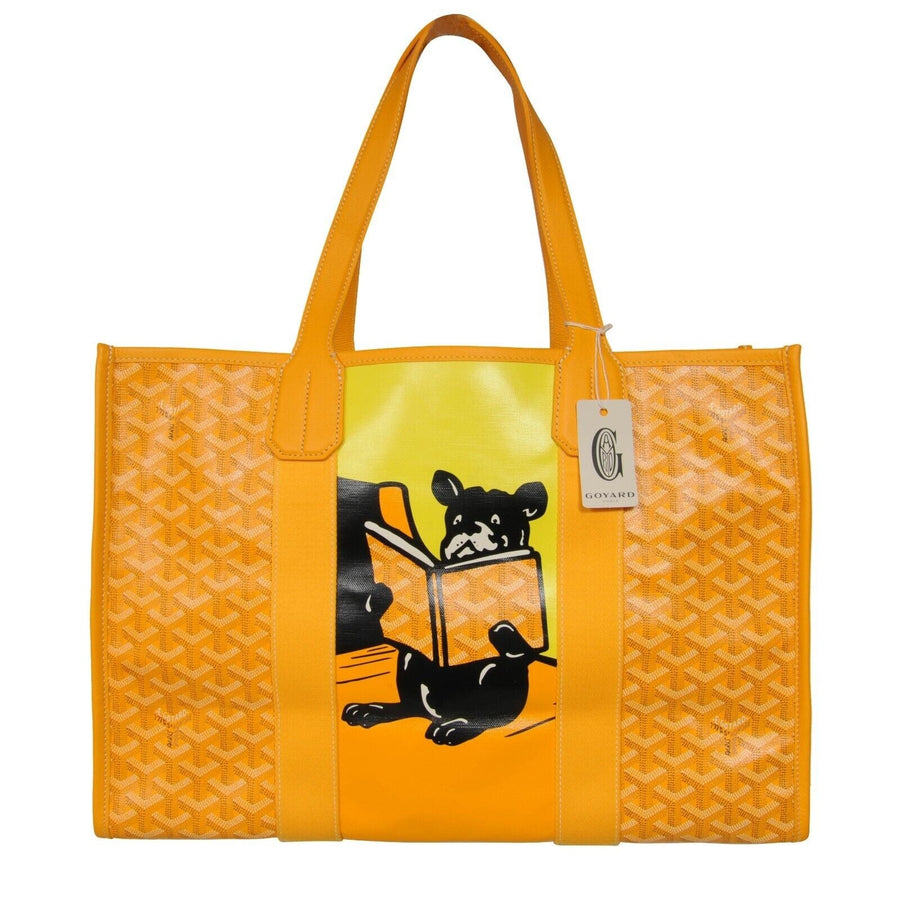 Goyard Villette Hulot MM Dog Travel Tote Bag Yellow Coated Canvas