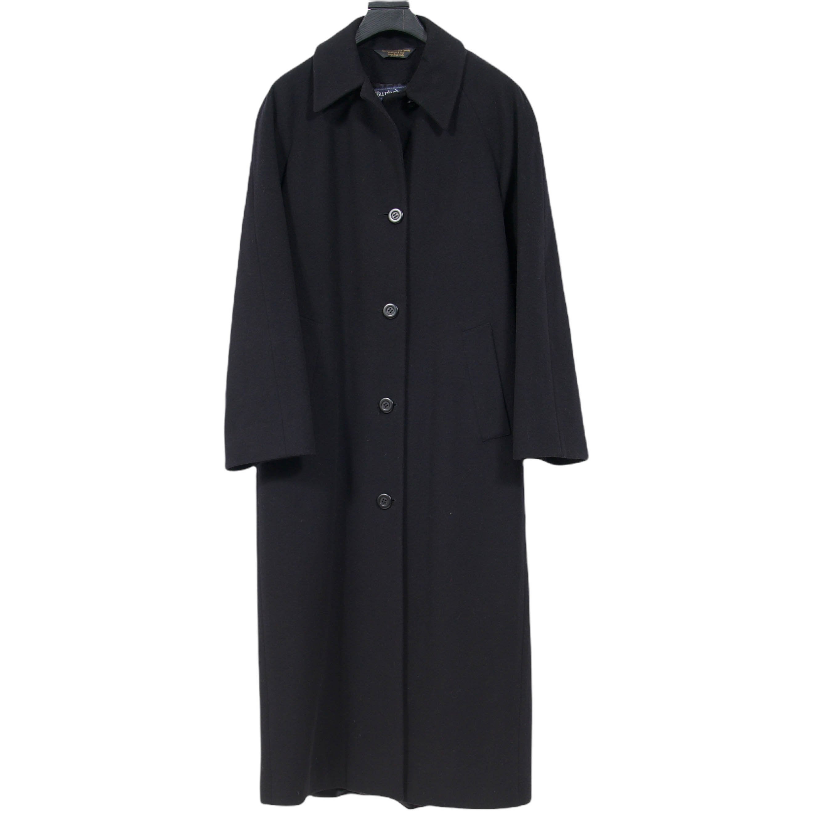 Vintage Burberrys Men's Black Wool Winter Over Long Trench Coat