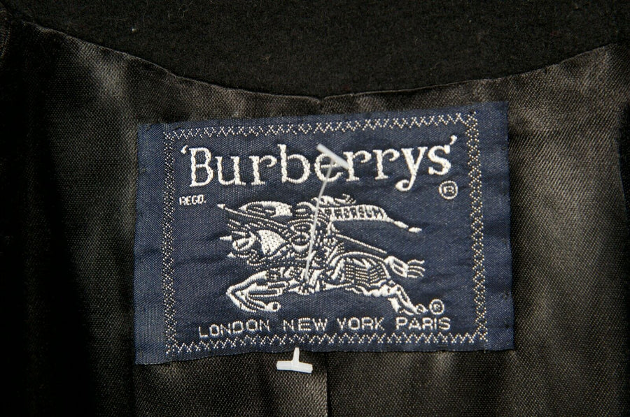 Vintage Burberrys Black Wool Winter Long Coat Burberry 