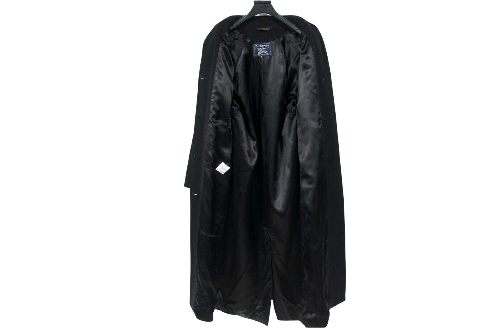 Vintage Burberrys Men's Black Wool Winter Over Long Trench Coat