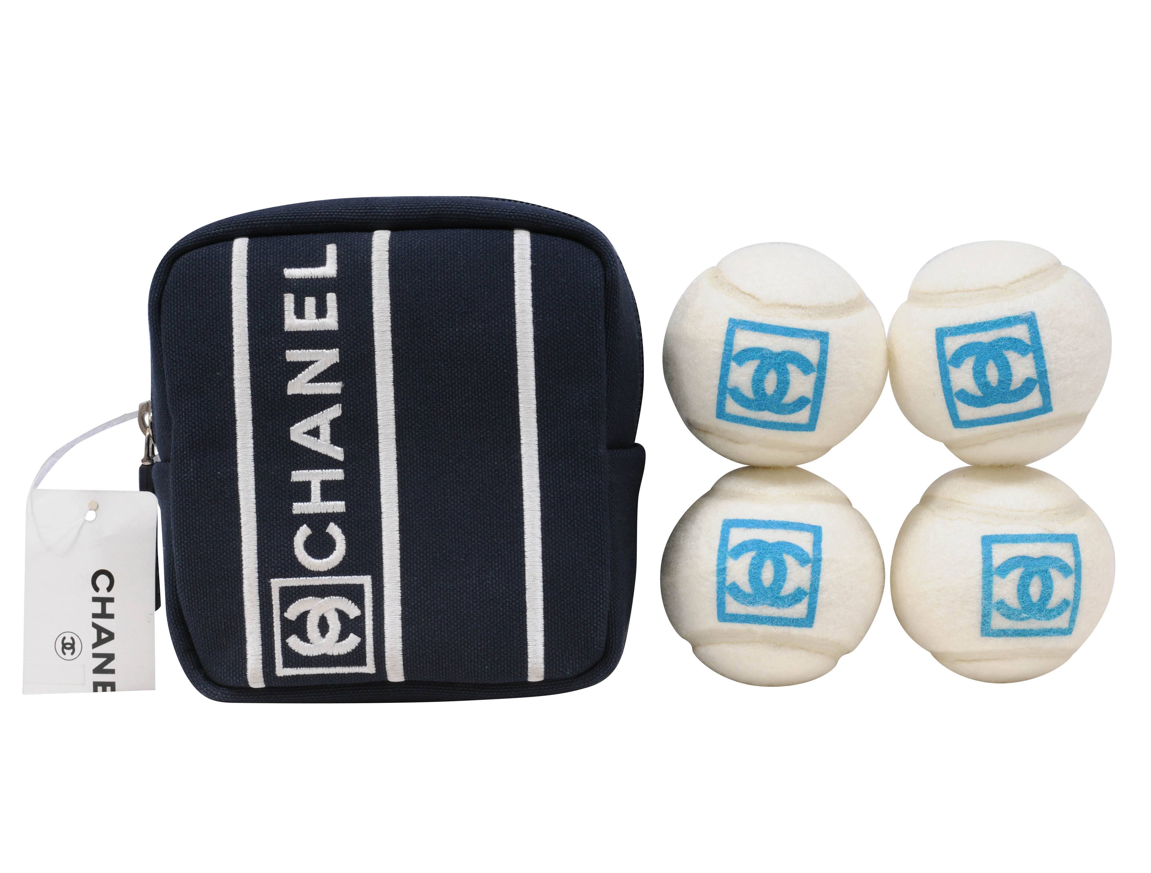 2pc Chanel Designer Tennis Racquet & Ball Set. Includes