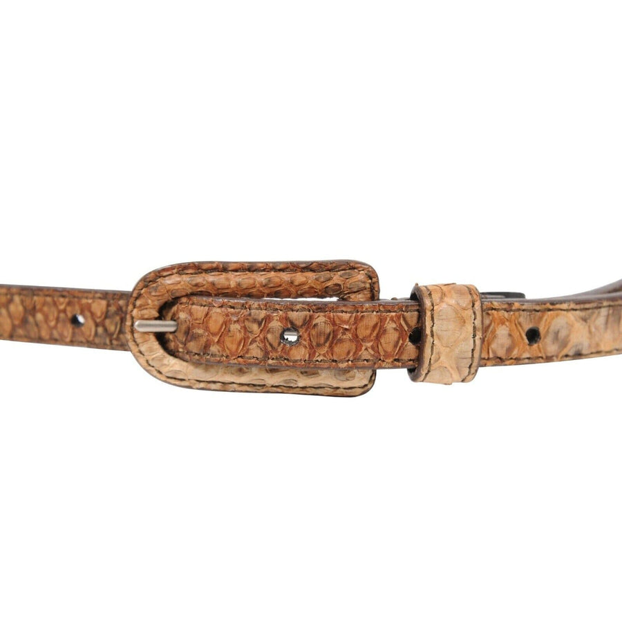 Vintage Python Skinny Belt Brown Tan Exotic Leather Waist Prada 