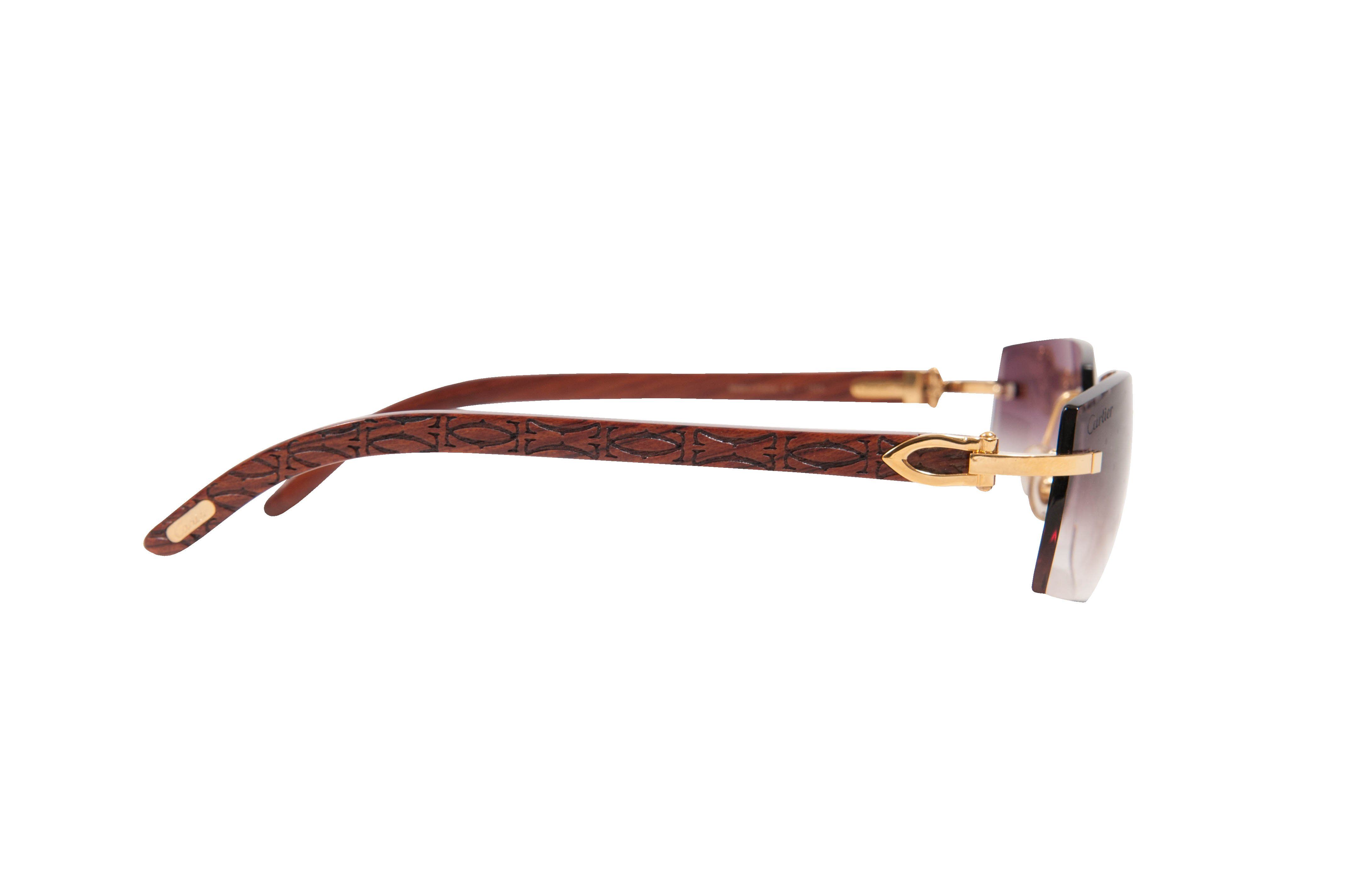 CartierVintage Rimless Wood C- Decor Gold Hardware 