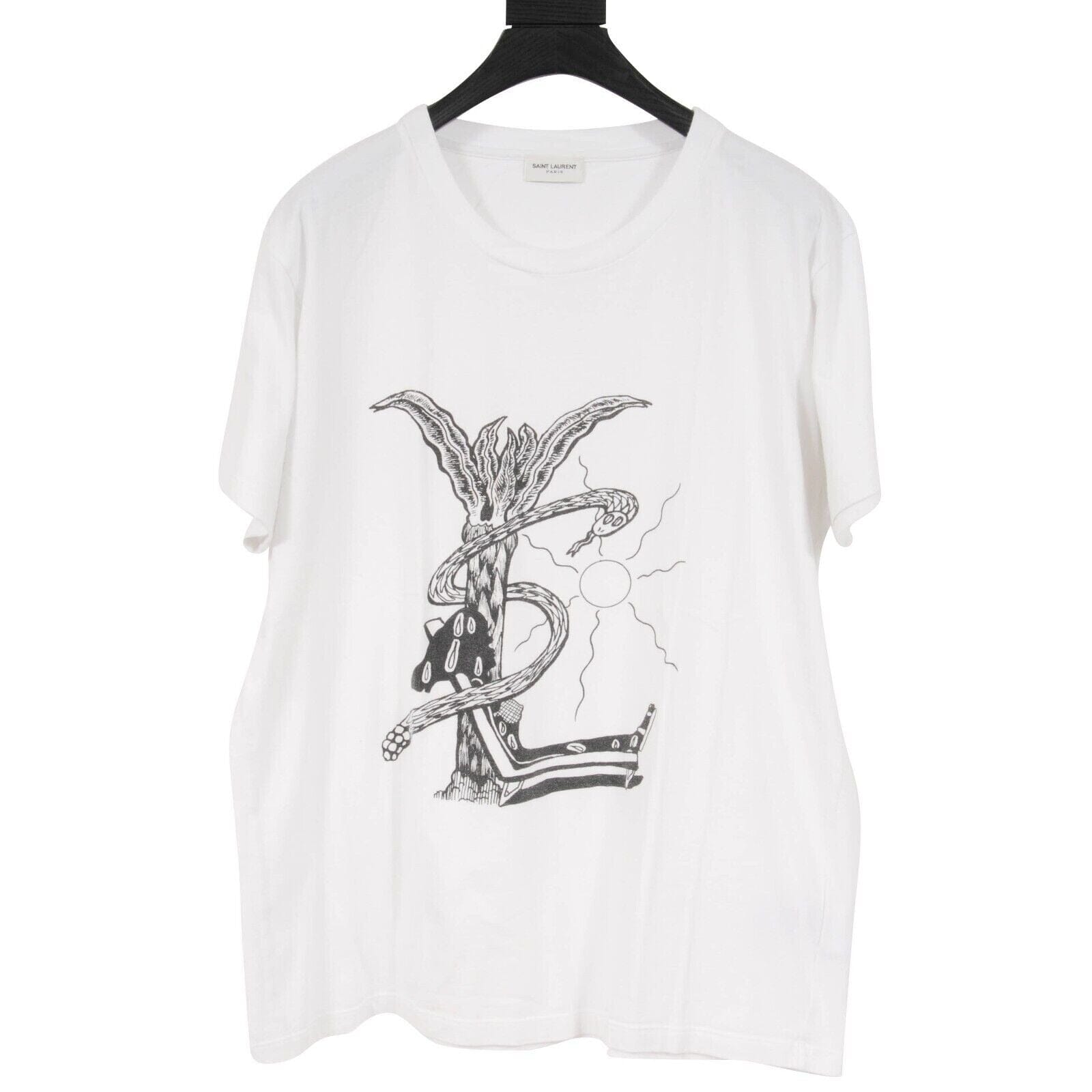 Saint Laurent YSL White Black YSL Snake Logo T Shirt Size XL โ THE
