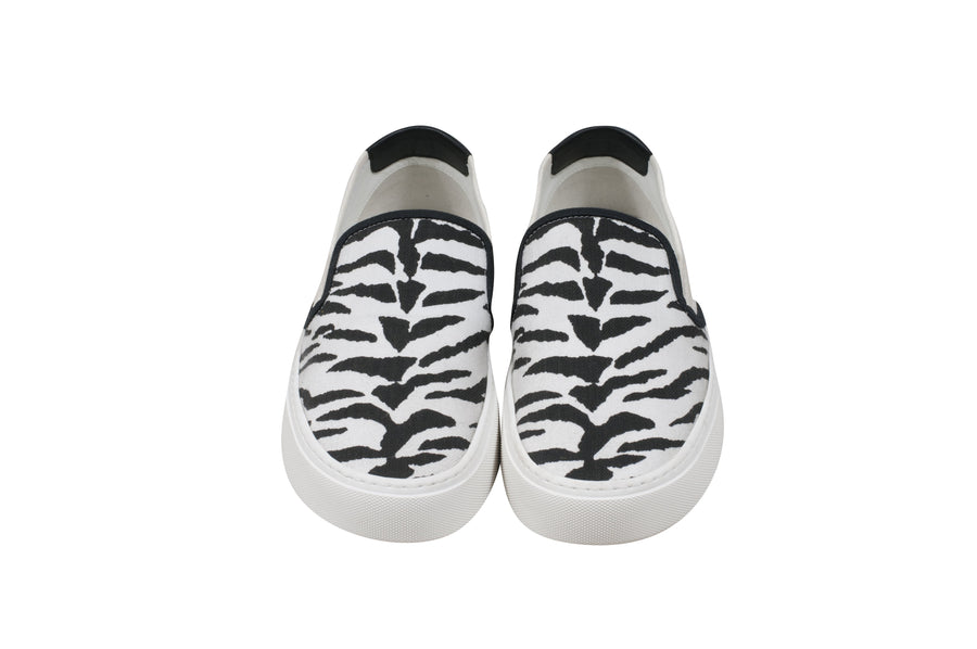 White Black Zebra Print Vencie Low Top Slip Ons Sneakers Saint Laurent 