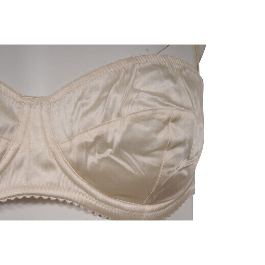 White Cream Silk Blend Semi Padded Bra Dolce & Gabbana 