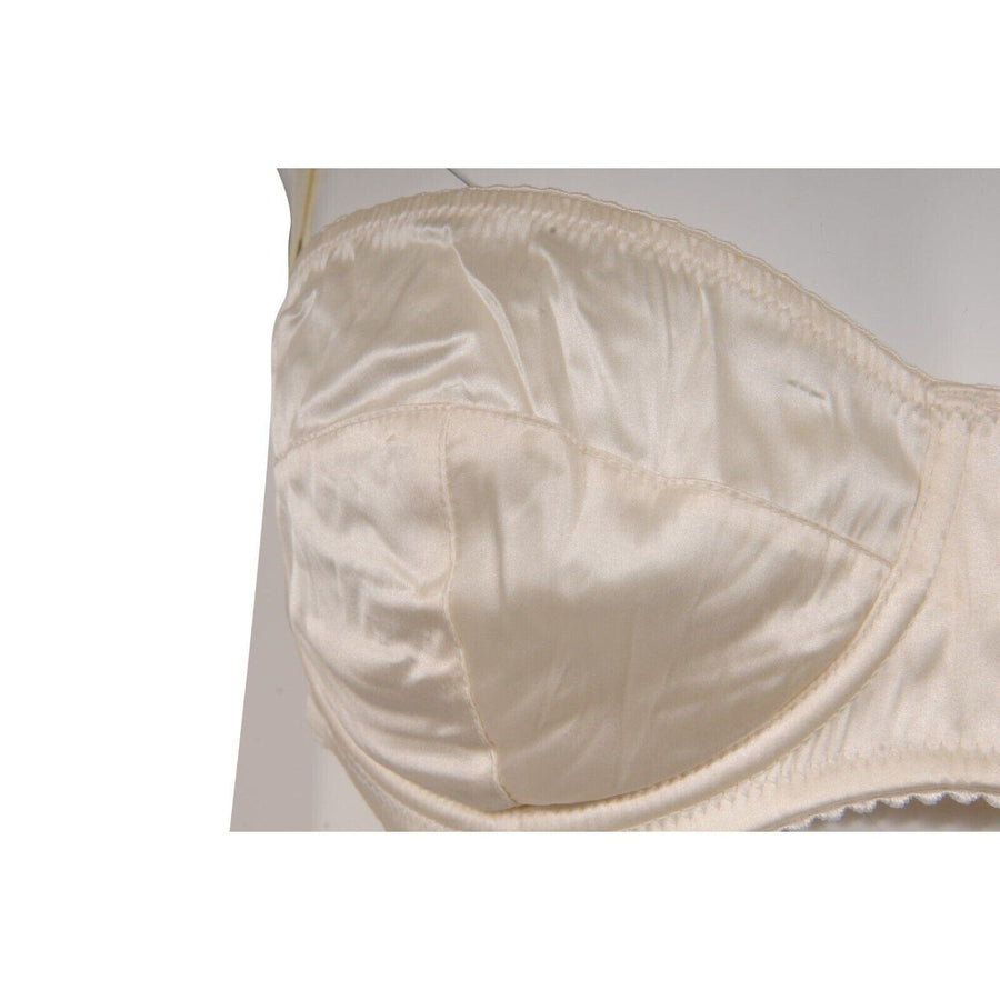 White Cream Silk Blend Semi Padded Bra Dolce & Gabbana 