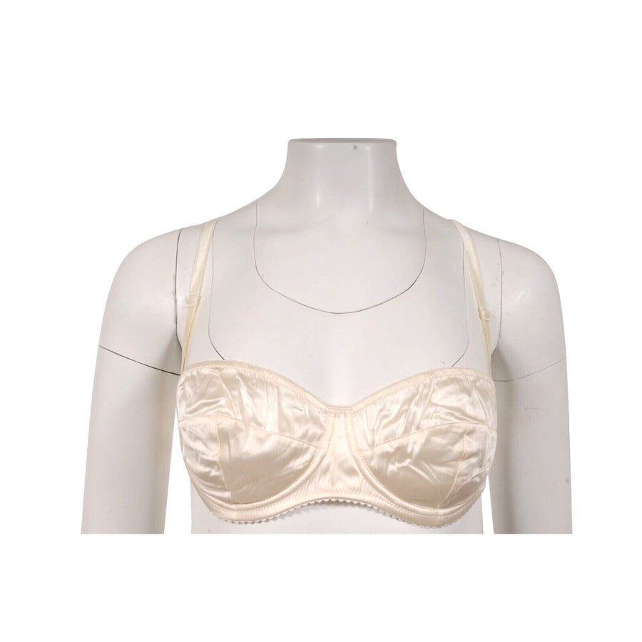 White Cream Silk Blend Semi Padded Bra Dolce & Gabbana 