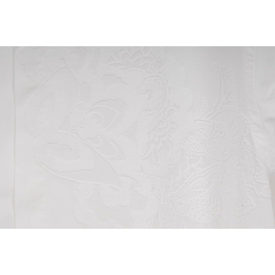 White Embroiderd Floral Camp Collar Button Down Bowling Shirt Fendi 