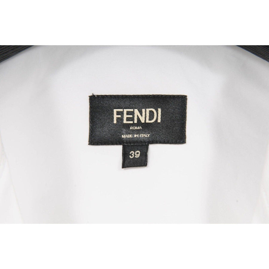 White Embroiderd Floral Camp Collar Button Down Bowling Shirt Fendi 