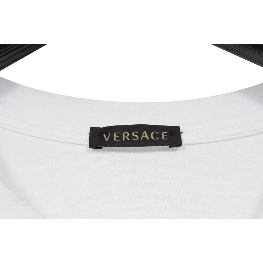 White Embroidered Logo T Shirt Top Versace 