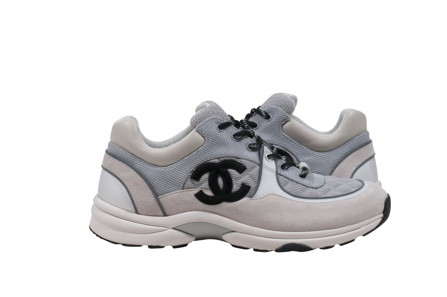 Chanel 21B Sport Sprint Grey White Black CC Logo Runner Sneaker